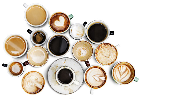 Aerial view of various coffee