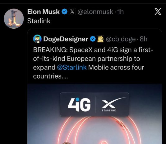 Илон Маск со објава на Х за соработката меѓу SpaceX и 4iG за Starlink